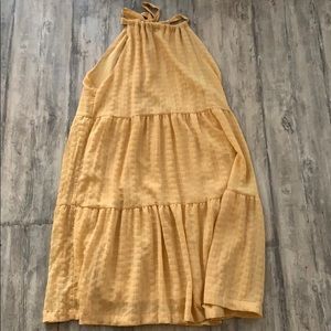 Yellow high neck, tie dress